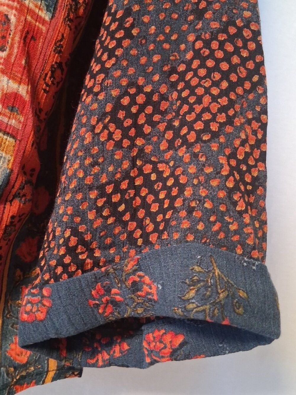 Vintage 1990s Carole Little Petites Blouse 12 P Boho Crinkle Rayon Jingle Artsy - Picture 13 of 16